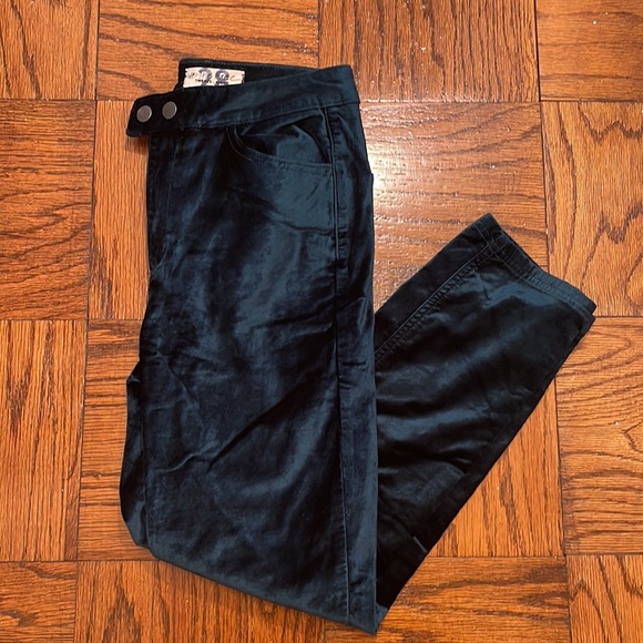Free People Sweet Jane Velvet Skinny Cropped Pants Neptune - Picture 4 of 5